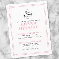 Simple Pink Logo Business Grand Opening Invitation