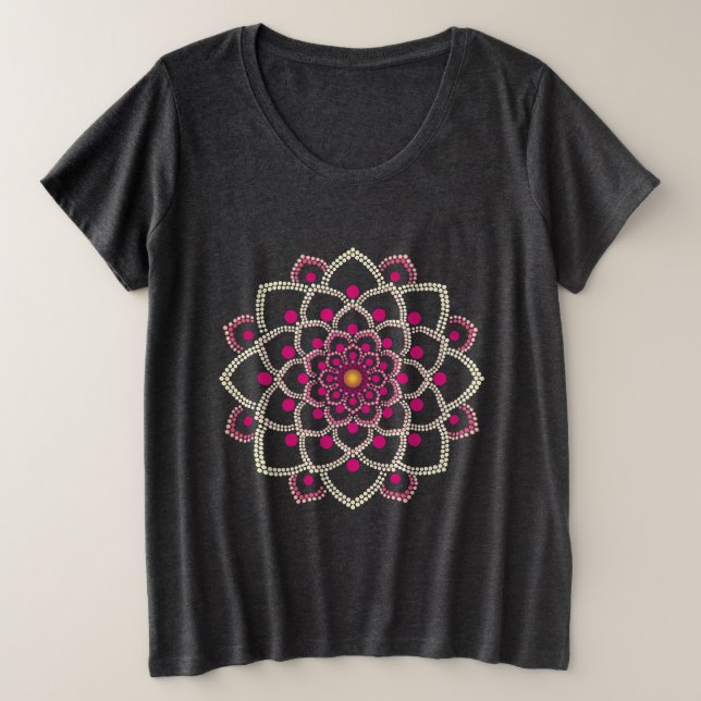 Simple Pink Mandala Plus Size T-Shirt (Design Front)