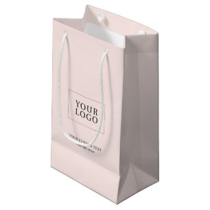 Simple Pink Minimal Business Logo Small Gift Bag
