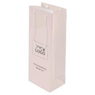 Simple Pink Minimal Business Logo Wine Paper Bag