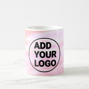 Simple pink minimal watercolor add logo company te coffee mug