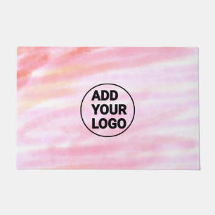 Simple pink minimal watercolor add logo company te doormat