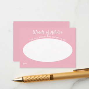 Simple Pink Minimalist Baby Shower Word of Advice Enclosure Card