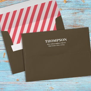 Simple Pink Minimalist Cream Return Address Stripe Envelope