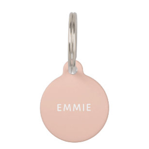 Simple pink minimalist custom name dog pet tag