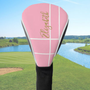 Simple pink minimalist custom name ladies  golf head cover