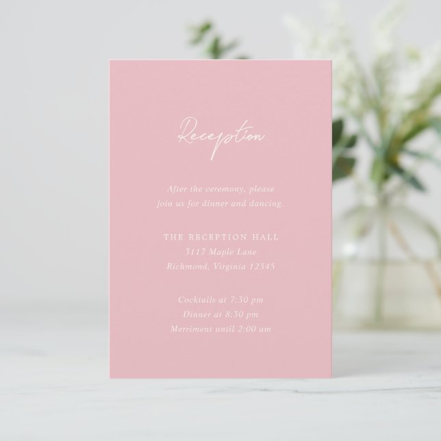 Simple Pink Modern Wedding Enclosure Card (Standing Front)