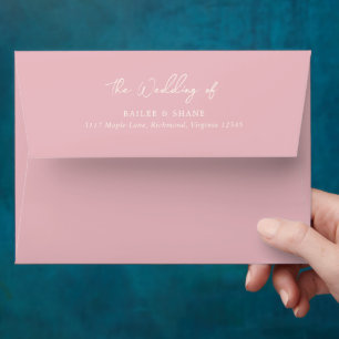 Simple Pink Modern Wedding Envelope