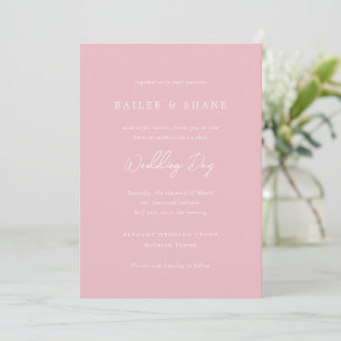Simple Pink Modern Wedding Invitation