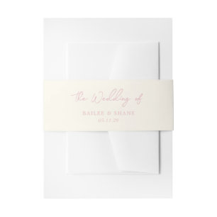 Simple Pink Modern Wedding Invitation Belly Band