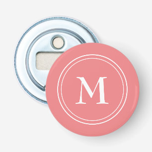 Simple Pink Monogram Girly  Bottle Opener