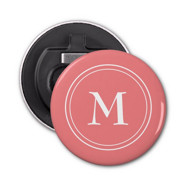 Simple Pink Monogram Girly  Bottle Opener (Front)