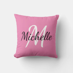Simple Pink Monogrammed Cushion