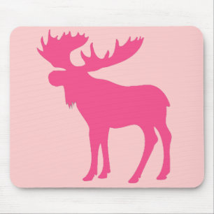 Simple pink moose symbol mouse pad