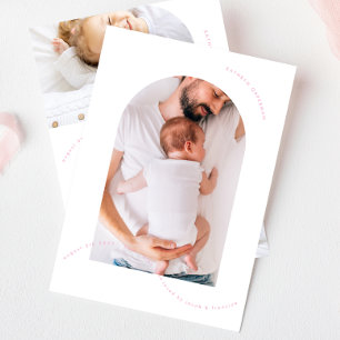 simple pink newborn arch photo collage baby birth announcement