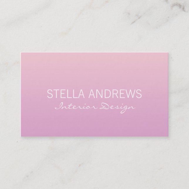 Simple Pink Ombre Gradient Business Card (Front)