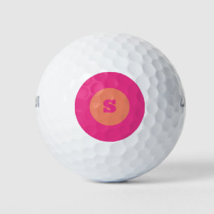 Simple Pink Orange Monogram Modern Stylish Bold Golf Balls