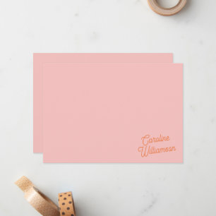 Simple Pink Orange Script Personalised Stationery  Card
