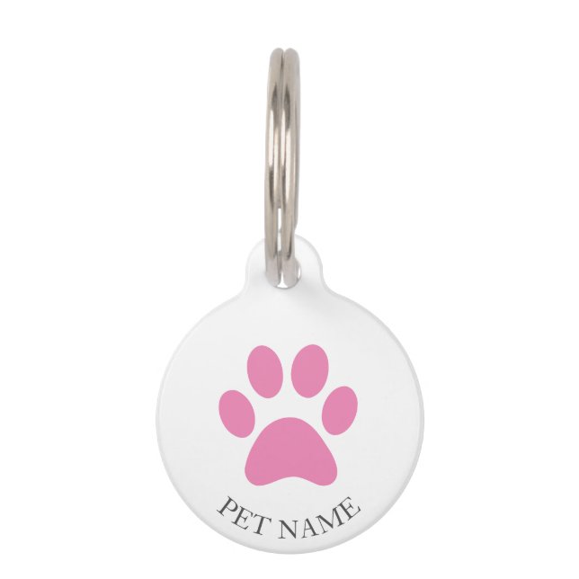 Simple Pink Pet Paw with Name Tag (Front)