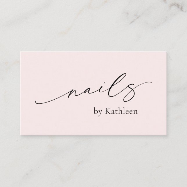 Simple Pink QR Code Elegant Nail Salon Modern Business Card (Front)