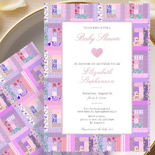 Simple Pink Quilt Baby Shower Invitation