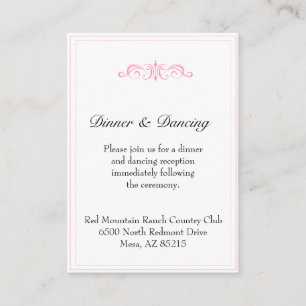 Simple Pink Reception & Accommodation Card