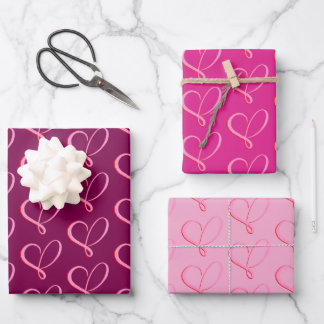 Simple Pink Red Hearts Wrapping Paper Sheet