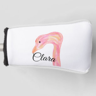 Simple pink red swan face watercolor animal custom golf head cover