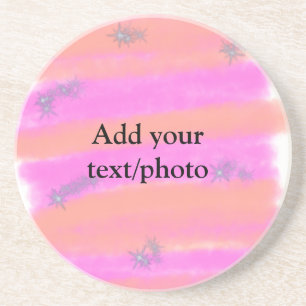 Simple pink red watercolor custom add name text t coaster