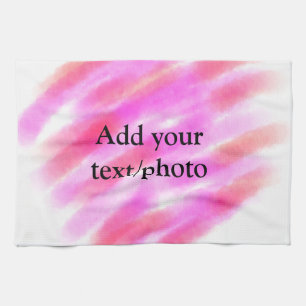 Simple pink red watercolor custom add name text  t tea towel