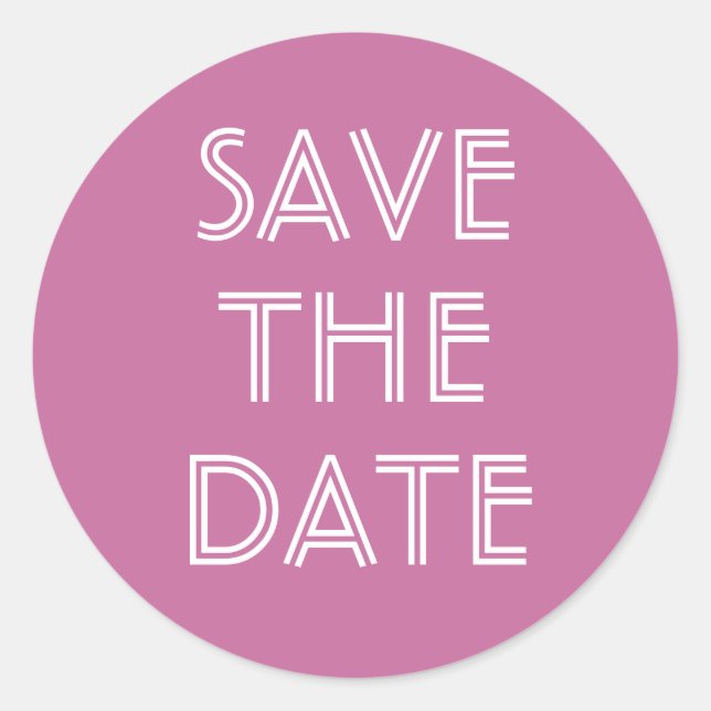 Simple Pink Save The Date Sticker (Front)