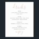 Simple pink script. Alcohol drinks wedding bar Poster<br><div class="desc">Simple pink script wedding drinks bar poster. Suitable for birthday,  anniversary and any other party. Please contact me if you need additional items.</div>