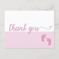 Simple Pink Script baby girl feet Thank You
