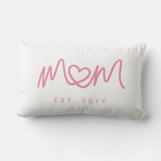 Simple Pink Script Heart Cute New Mum Established Lumbar Cushion (Back)