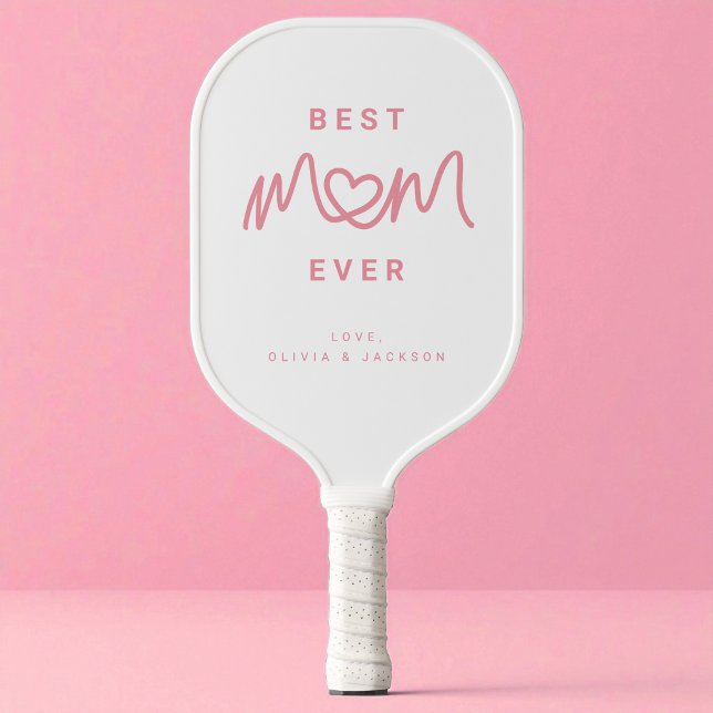 Simple Pink Script Heart Modern Best Mum Ever Pickleball Paddle (Simple Pink Script Heart Modern Best Mom Ever Pickleball Paddle)
