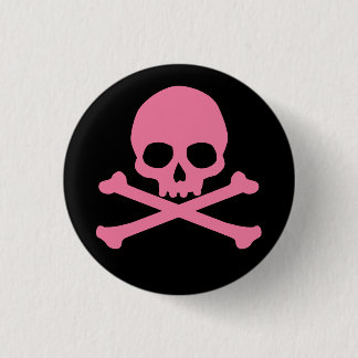 Simple Pink Skull and Crossbones 3 Cm Round Badge