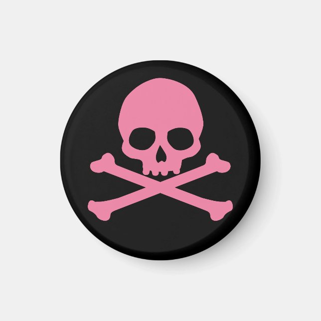 Simple Pink Skull and Crossbones Magnet (Front)