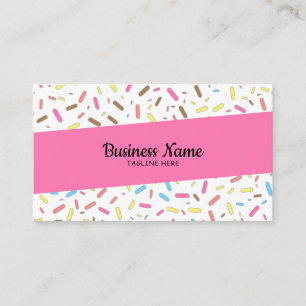 Simple Pink Sprinkles Frosting Ice Cream Shop Business Card