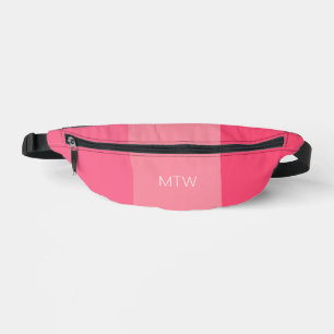 Simple Pink Stripes and White Monogram Initials Bum Bags