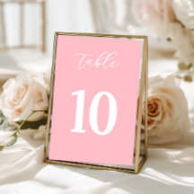Simple Pink Table Numbers Sign