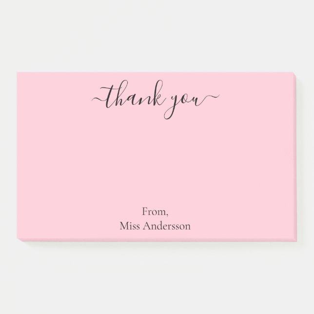 Simple Pink Teacher Thank You  Post-it Notes (Front)