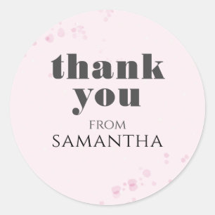 Simple Pink Thank You Custom Classic Round Sticker