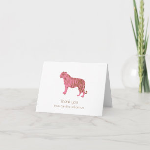 Simple Pink Tiger Art Personalized Stationery Thank You Card