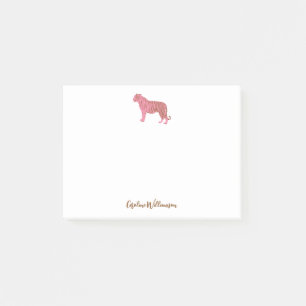 Simple Pink Tiger Script Personalized Stationery Post-it Notes