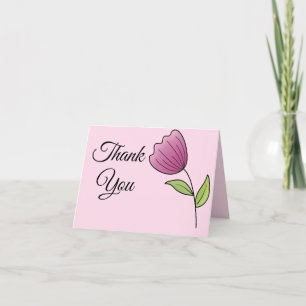 Simple Pink Tulip Cute & Custom  Thank You Card