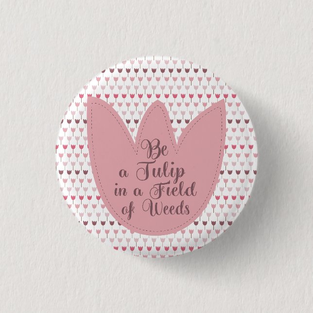 Simple Pink Tulip Pattern 3 Cm Round Badge (Front)