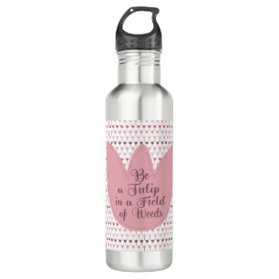 Simple Pink Tulip Pattern 710 Ml Water Bottle