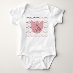 Simple Pink Tulip Pattern Baby Bodysuit