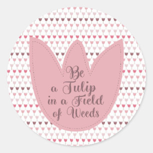 Simple Pink Tulip Pattern Classic Round Sticker