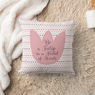 Simple Pink Tulip Pattern Cushion